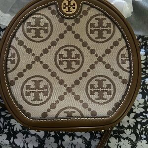 Tory Burch Tan and Cream Patterned Crossbody Bag brand new